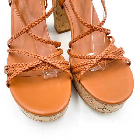 House of Harlow Braided Gladiator Platform Sandals Rust Brown Strappy Sz 9.5 - Picture 9 of 11